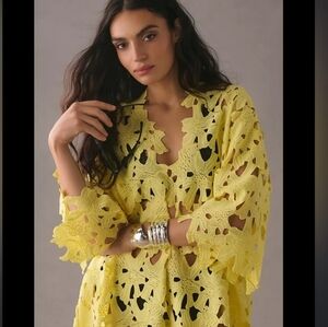 Anthropologie Yellow Resort Style Cover-Up EUC